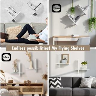 Juego 2 Estantes Madera Vintage Blanco