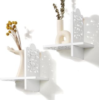 Juego 2 Estantes Madera Vintage Blanco