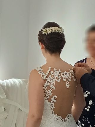Vestido de Novia Blanco, elegante, con encajes