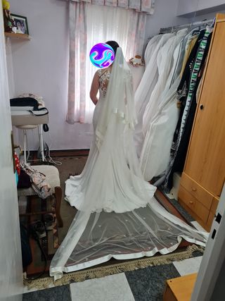 Vestido de Novia Blanco, elegante, con encajes