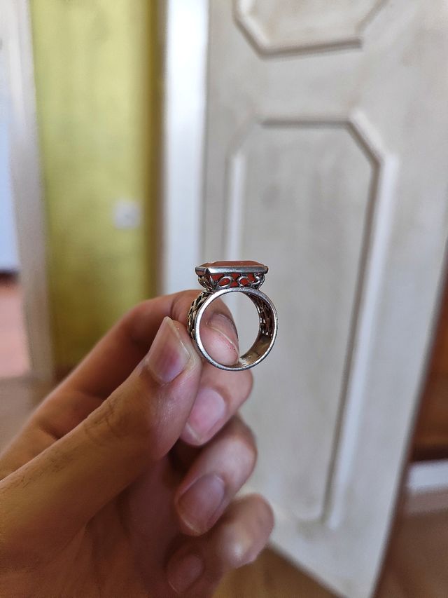 Anillo Plata y Coral Rojo