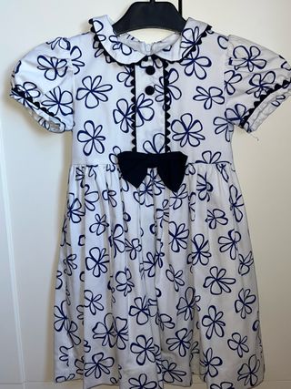 Vestido niña flores azul y blanco