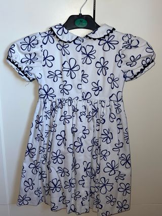 Vestido niña flores azul y blanco