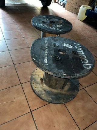 Mesa Bobina Madera Negra y Marrón