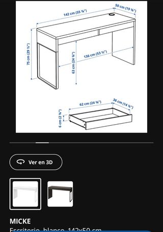 Escritorio Ikea MICKE + Regalo Lámpara