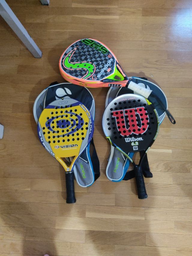 Raquetes de padel Vision e Wilson