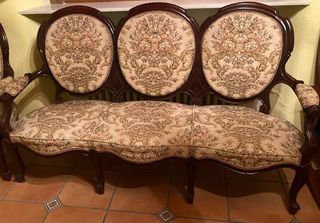 Sillas estilo antiguo madera y tela 