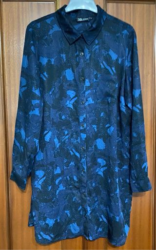 Blusa Larga Didi Azul y Negra Talla L