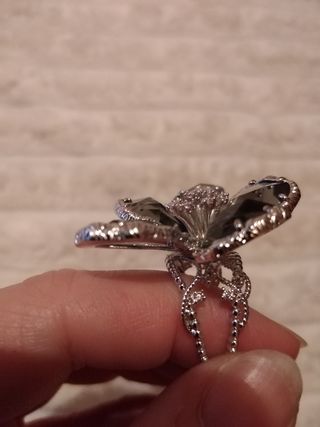 Anillo Flor Plateado y Gris