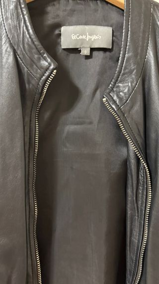 Chaqueta de piel estilo bomber negra