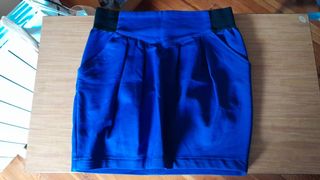 Falda Stradivarius azul talla S