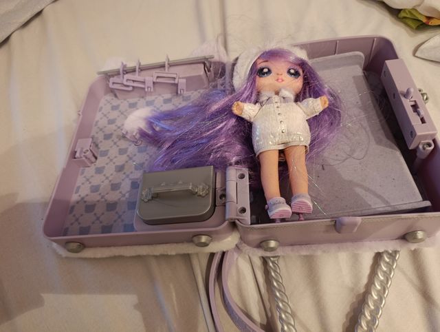 Bolso Peluche Gatito Morado