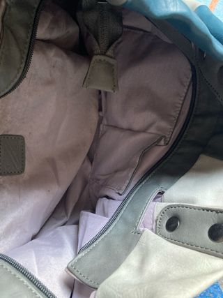 Borsa a tracolla patchwork blu e grigio