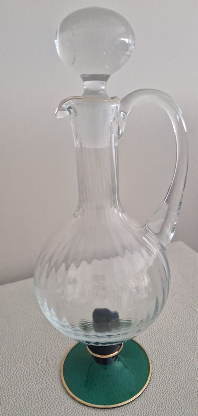 Juego Licorera y Vasos de Cristal Azul de Murano.