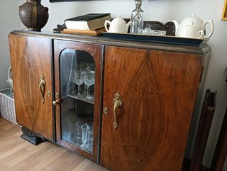Mueble de salón antiguo madera vitrina