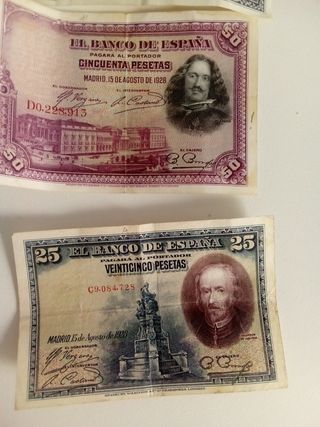 Billete antiguo 25 pesetas Banco de España