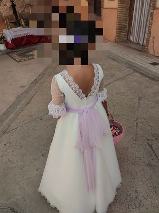 Vestido de comunión blanco y rosa