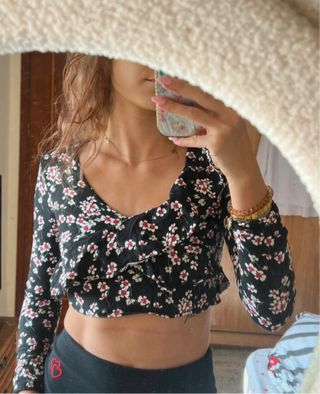 Crop top Zara manga larga flores