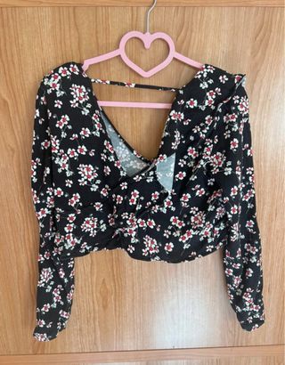 Crop top Zara manga larga flores