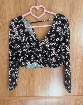 Crop top Zara manga larga flores