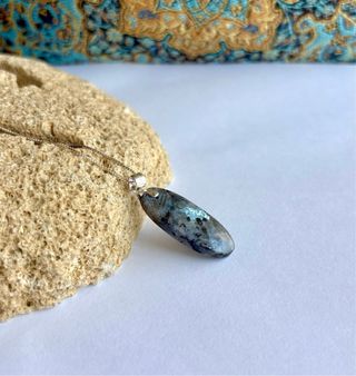 Colgante Larvikita mineral, plata 925