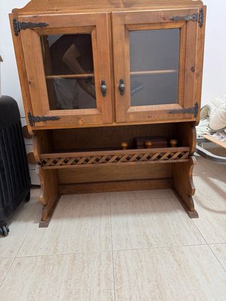 Mueble Cocina Rústico Madera y Cristal