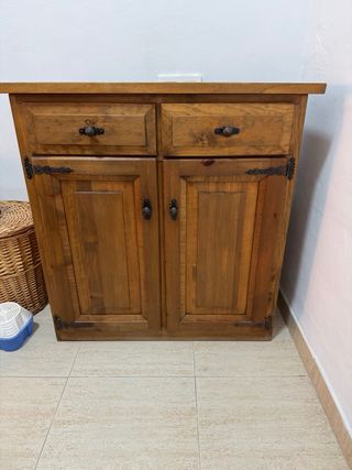 Mueble Cocina Rústico Madera y Cristal