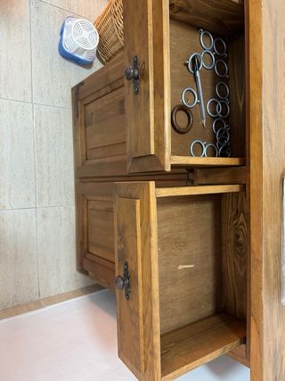 Mueble Cocina Rústico Madera y Cristal