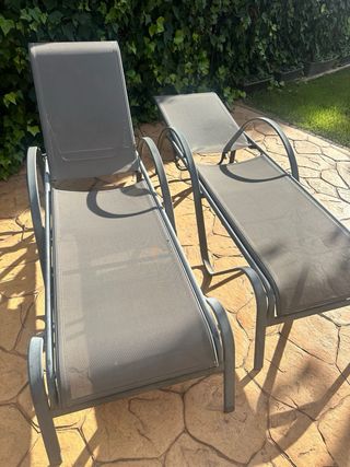 Tumbonas de jardín grises (2 unidades)