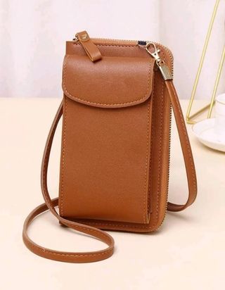 Bolso Cartera Marrón para Móvil Grande
