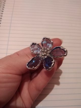 Anillo Flor Azul con Circonitas 