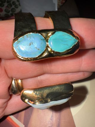 Brazalete Perla Barroca y Amazonita Natural 18k