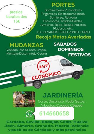Todo tipo de portes y mudanzas
Buenos presio