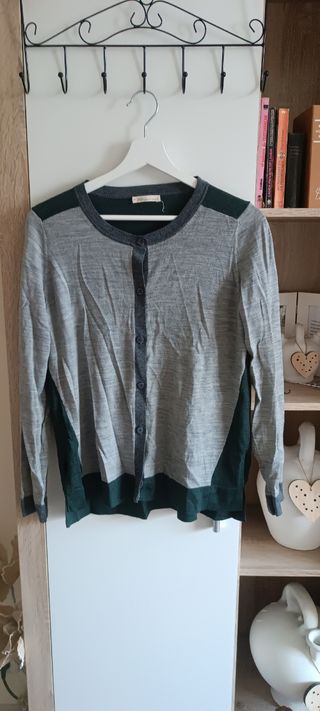 Chaqueta Purificación García Gris y Verde Talla L