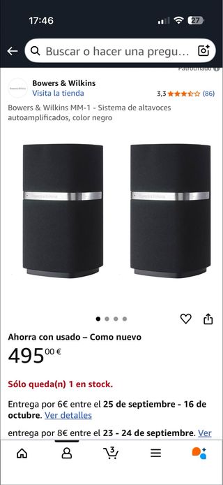 Bowers & Wilkins MM-1 Altavoces Negro