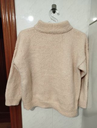 Jersey de punto vintage rosa cuello alto