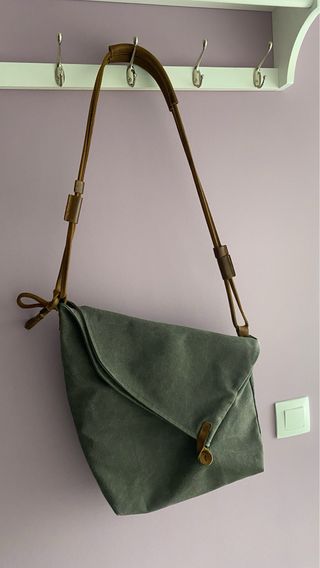 Bolso bandolera, lona gris marengo. Nuevo