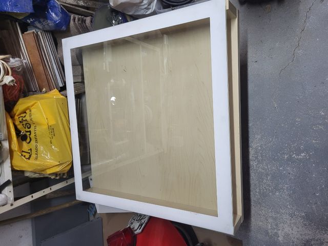 Mesa baja cuadrada madera y cristal