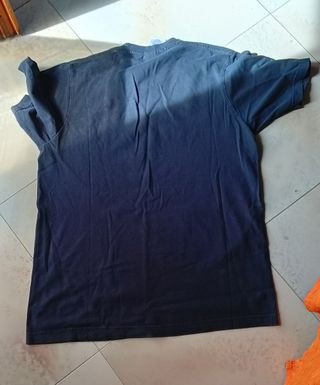 T-shirt Adidas blu ragazzo con  logo tre strisce