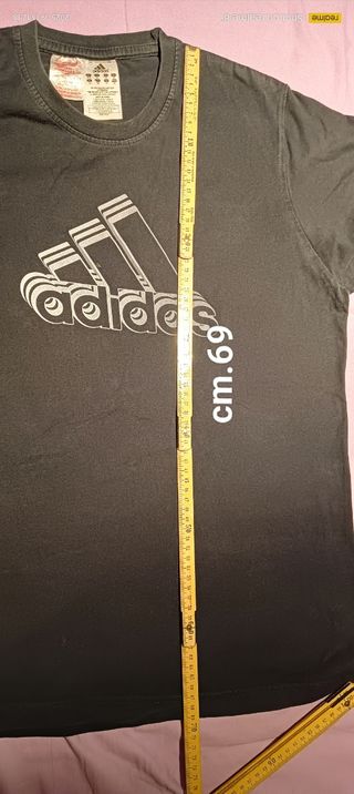 T-shirt Adidas blu ragazzo con  logo tre strisce