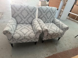 2 Sillones de Tela Estampados Gris y Blanco