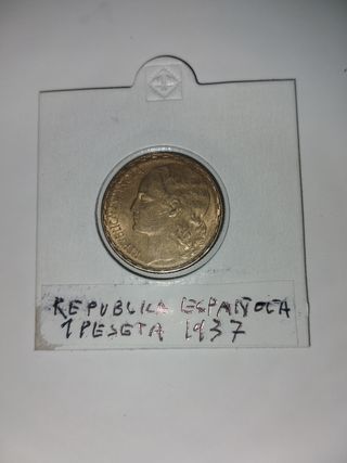 Moneda 1 Peseta 1937 República Española MBC