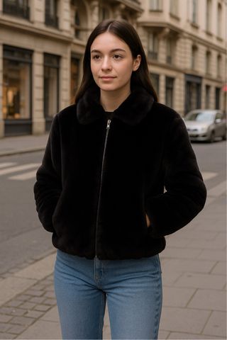 Chaqueta de pelo negro talla S