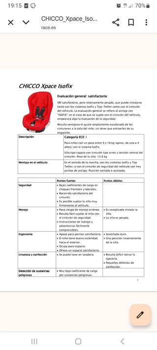 Chicco xpace Grupo 1