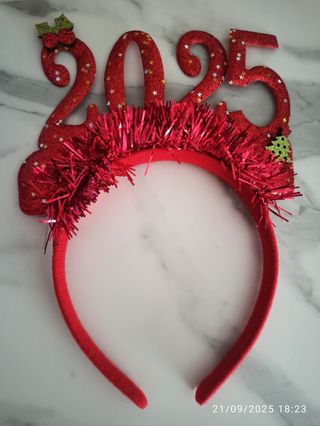 Cerchietto natalizio 2025 Rosso Glitter