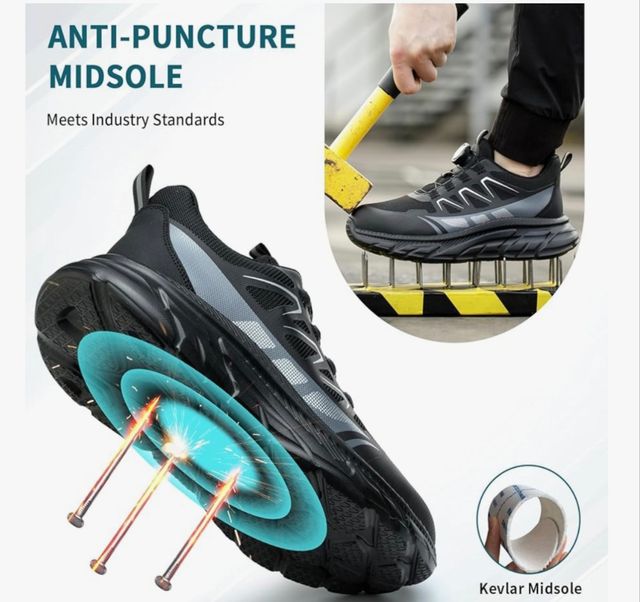 Zapatos de trabajo hombre negros, punta acero