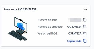 Ordenador Lenovo AIO Ideacentre 330 19,5 Win10 SSD