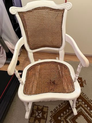 Mecedora Vintage Años 60 Ratán y Madera