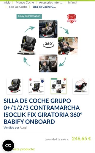 246€ En tienda!! Silla bebé todos los grupos!!