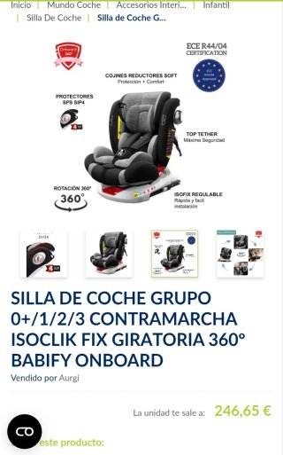 246€ En tienda!! Silla bebé todos los grupos!!